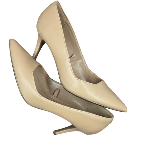 CALVIN KLEIN NUDE LEATHER PUMPS - Designer High Heels - Picture 4 of 9
